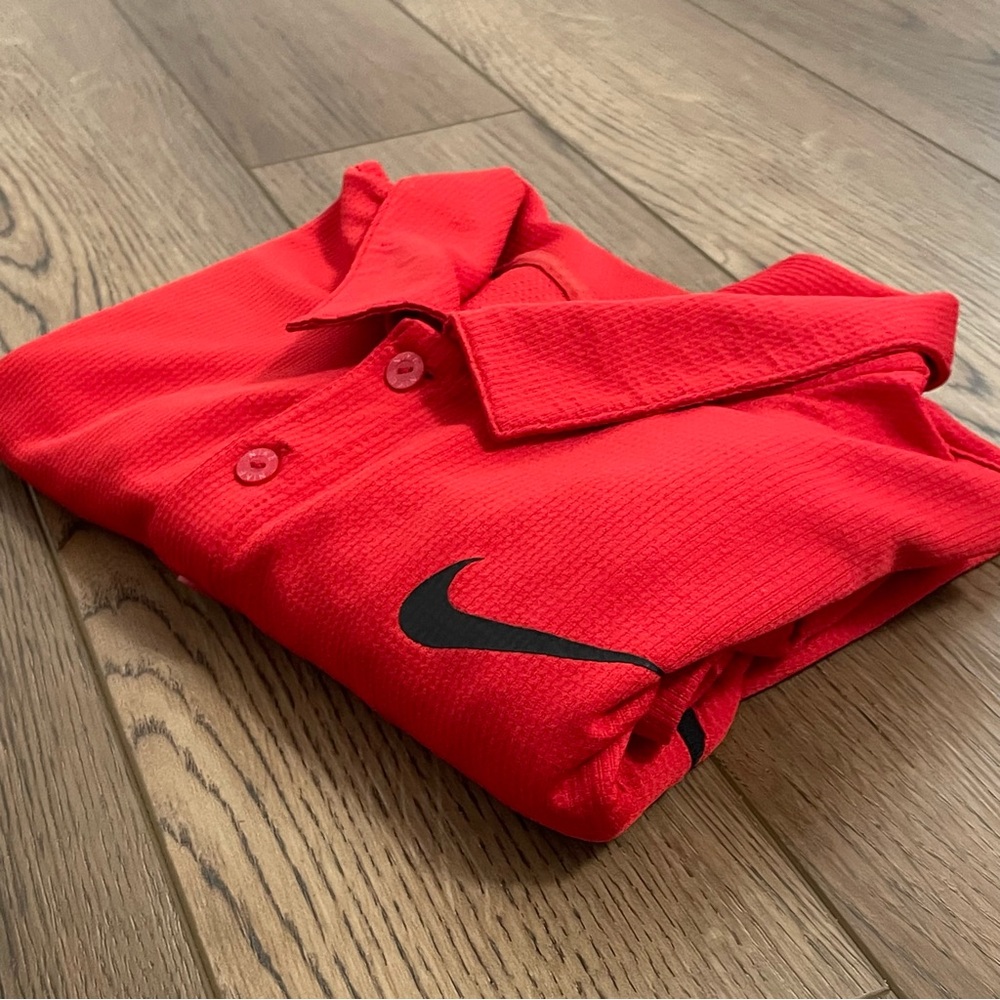 Nike Fit Dry Red Polo Golf Shirt Camp Collard Mens‎ XL